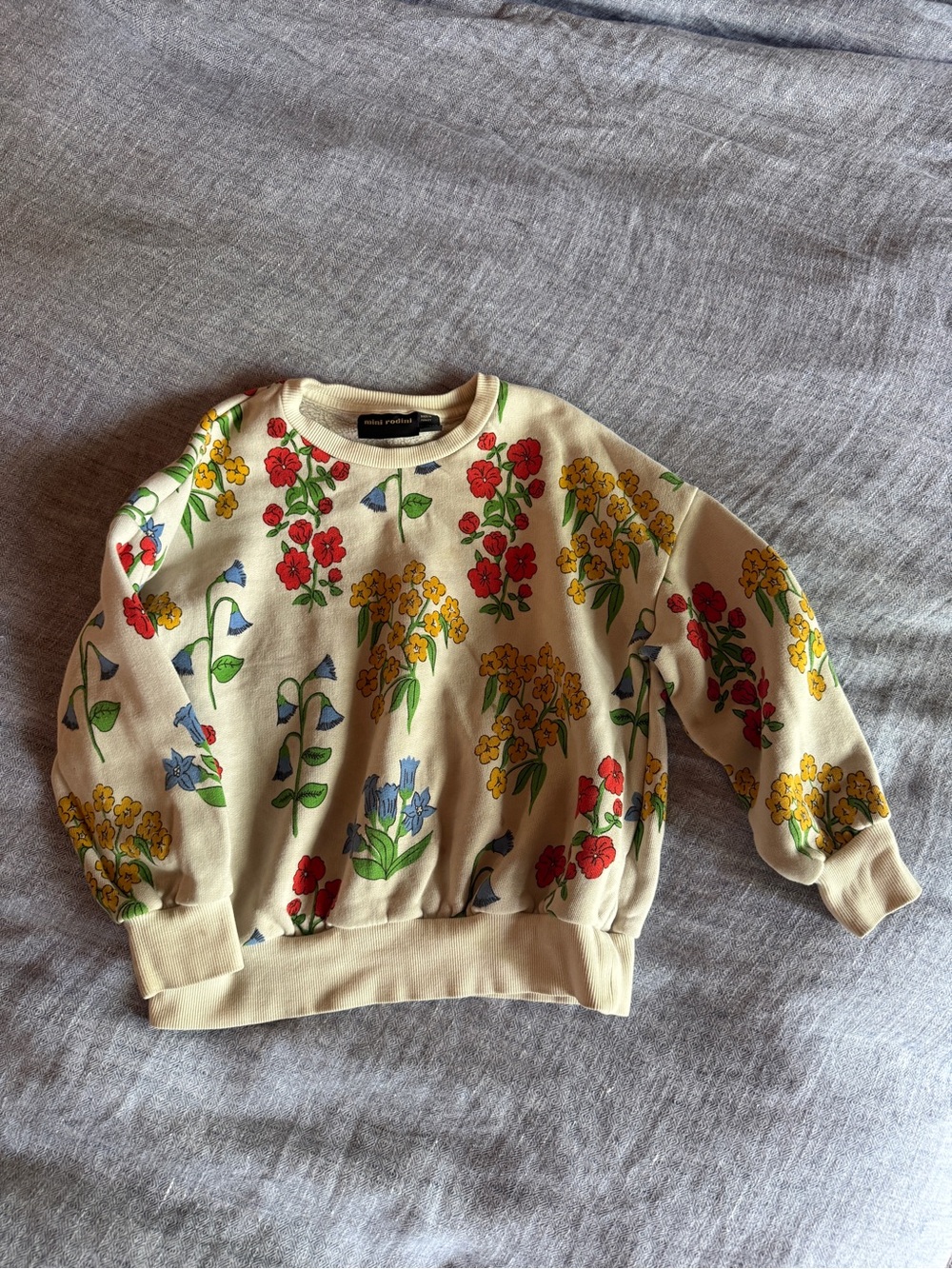 Mini Rodini Floral Print Cream Kids Sweatshirt
